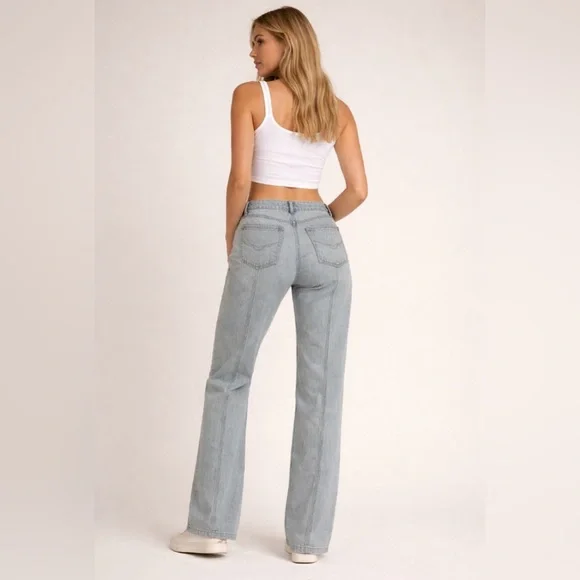 Vintage Harley Davidson 90’s #1 Patch Light Wash Blue Biker Y2K Jeans Size 14 - Picture 2 of 16